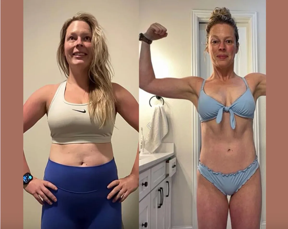 Toned arms and abs transformation result